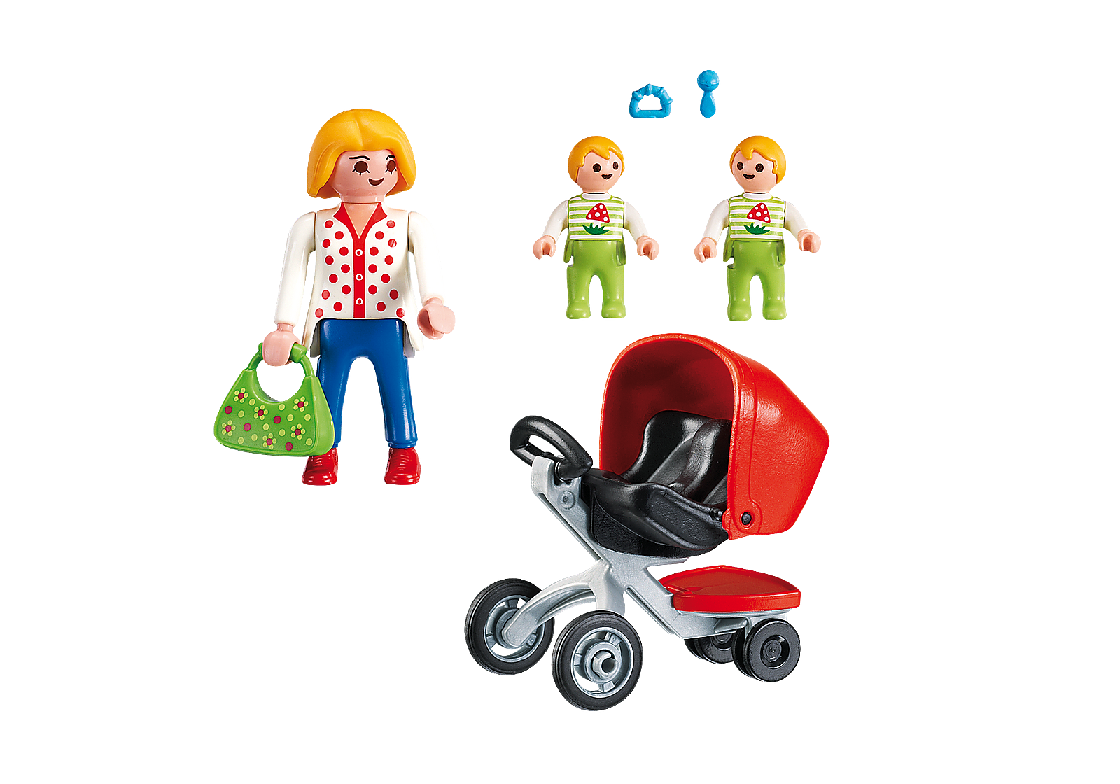 Playmobil 5573 Mother with Twin Stroller ของเล่นบทบาทสมมติ ซิตี้ไลฟ รถเข็นเด็กแฝด - Image 3