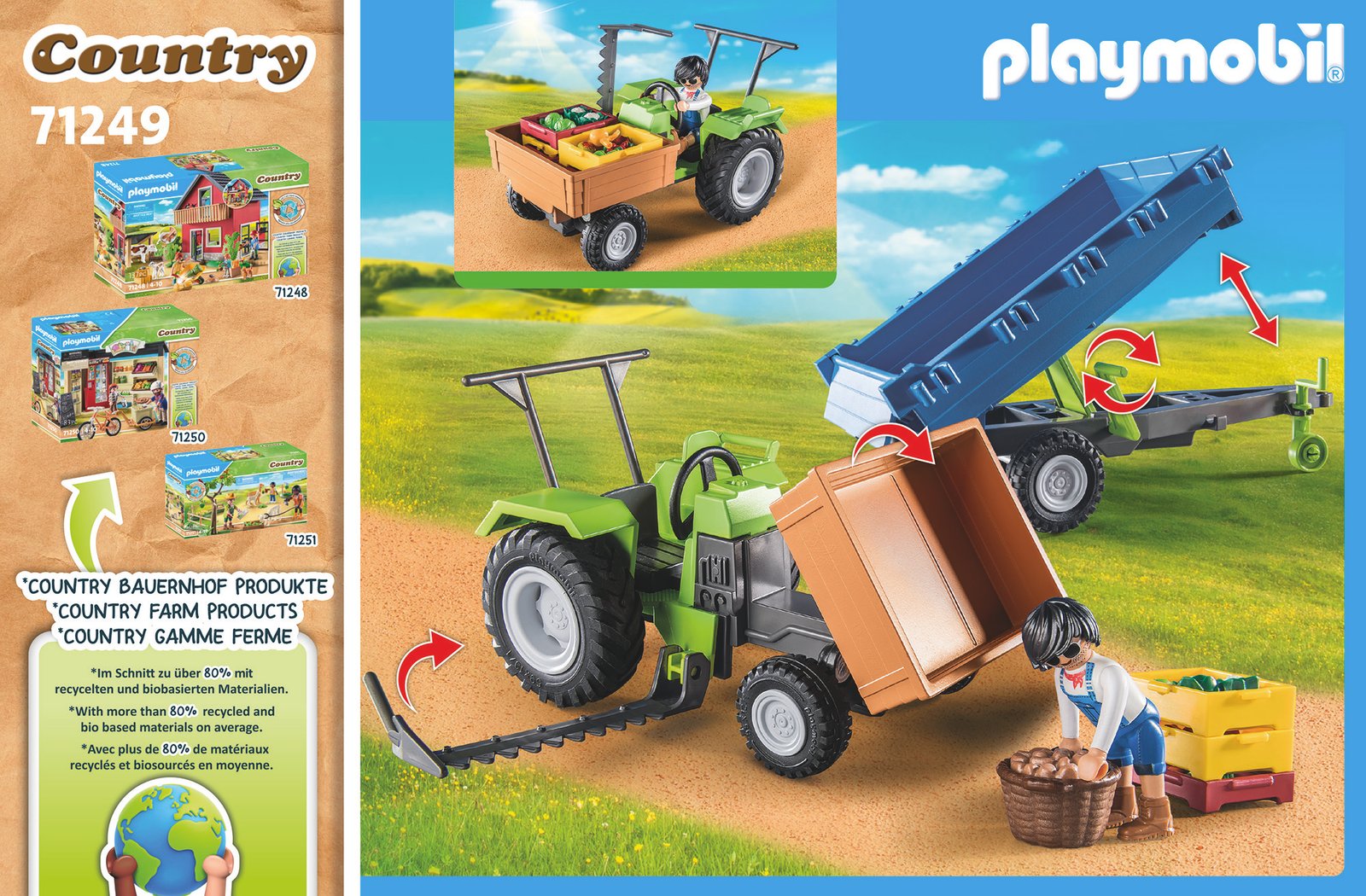 Playmobil 71249 Farm Harvester Tractor with Trailer ฟาร์ม รถแทรกเตอร์เกี่ยวข้าวพร้อมรถพ่วง - Image 4