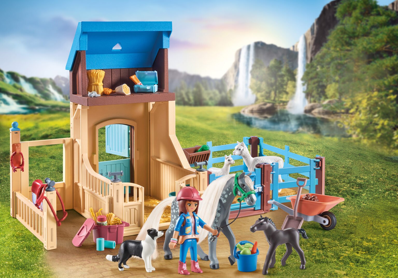 Playmobil 71353 Horses of Waterfall Horse Stall with Amelia and Whisper ม้าแห่งวอเตอร์ฟอลล์ คอกม้ากับอเมเลียและวิสเปอร์