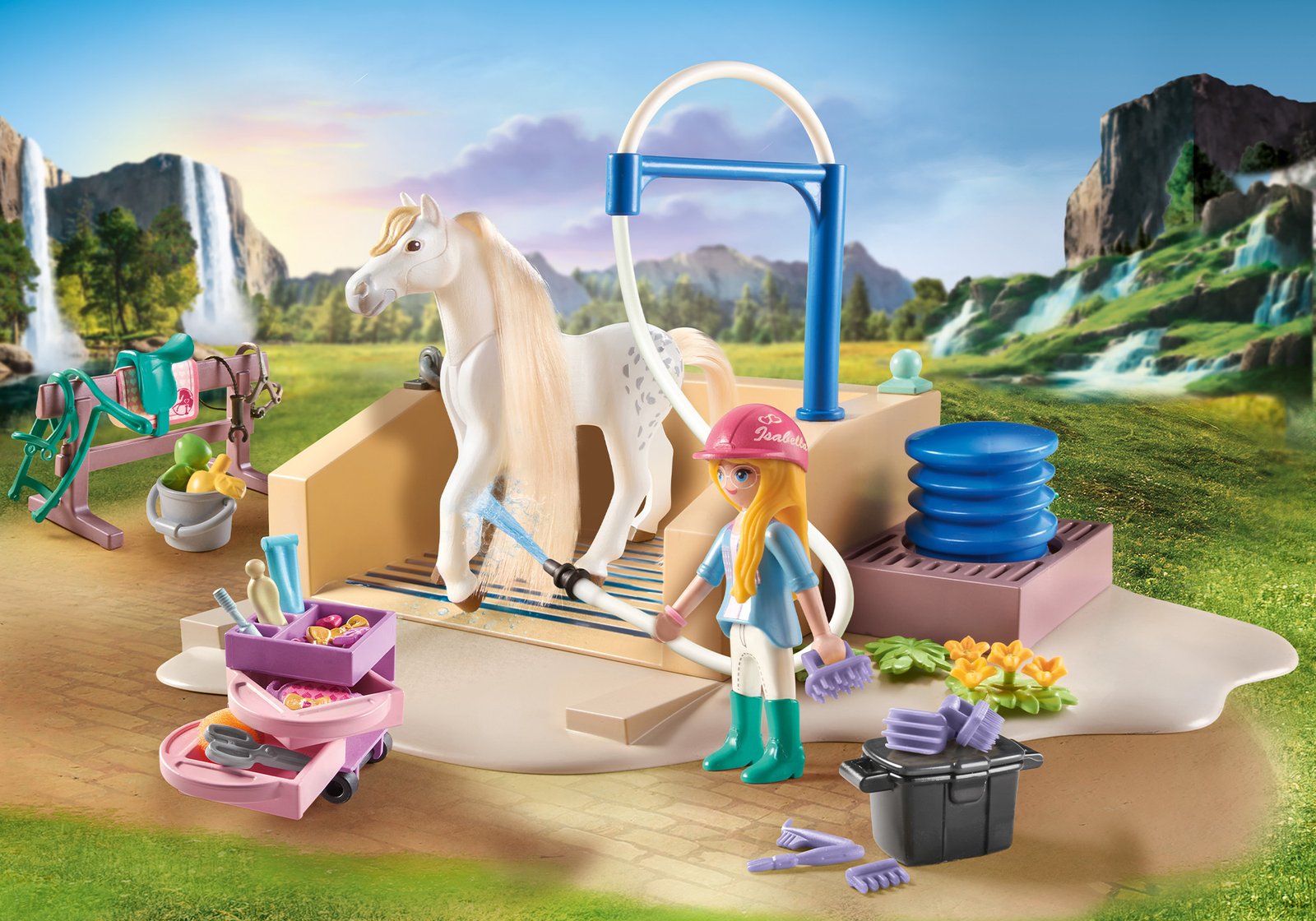 Playmobil 71354 Horses of Waterfall Washing Station with Isabella and Liones ม้าแห่งวอเตอร์ฟอลล์ คอกอาบน้ำม้ากับอิซาเบลลาและไลออนเนส