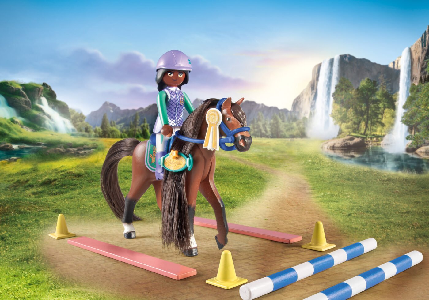 Playmobil 71355 Horses of Waterfall Jumping Arena with Zoe and Blaze ม้าแห่งวอเตอร์ฟอลล์ สนามกระโดดกับโซอี้และเบลซ - Image 7