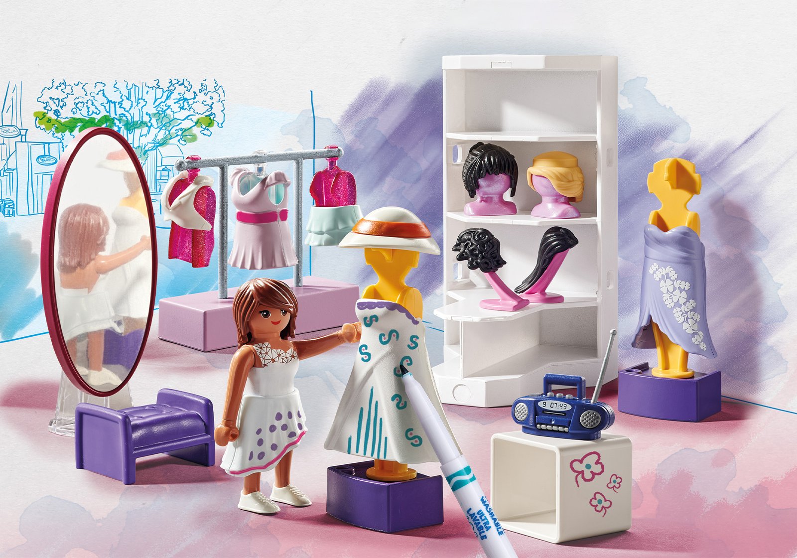 Playmobil 71373 Color: Dressing Room ระบายสีฟิกเกอร์ ห้องแต่งตัว