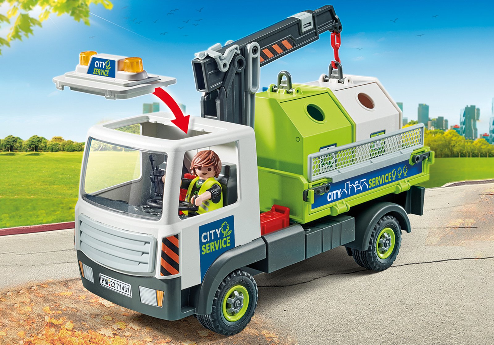 Playmobil 71431 City Cleaning Glass Recycling Truck with Container City Cleaning รถรีไซเคิลแก้ว - Image 4