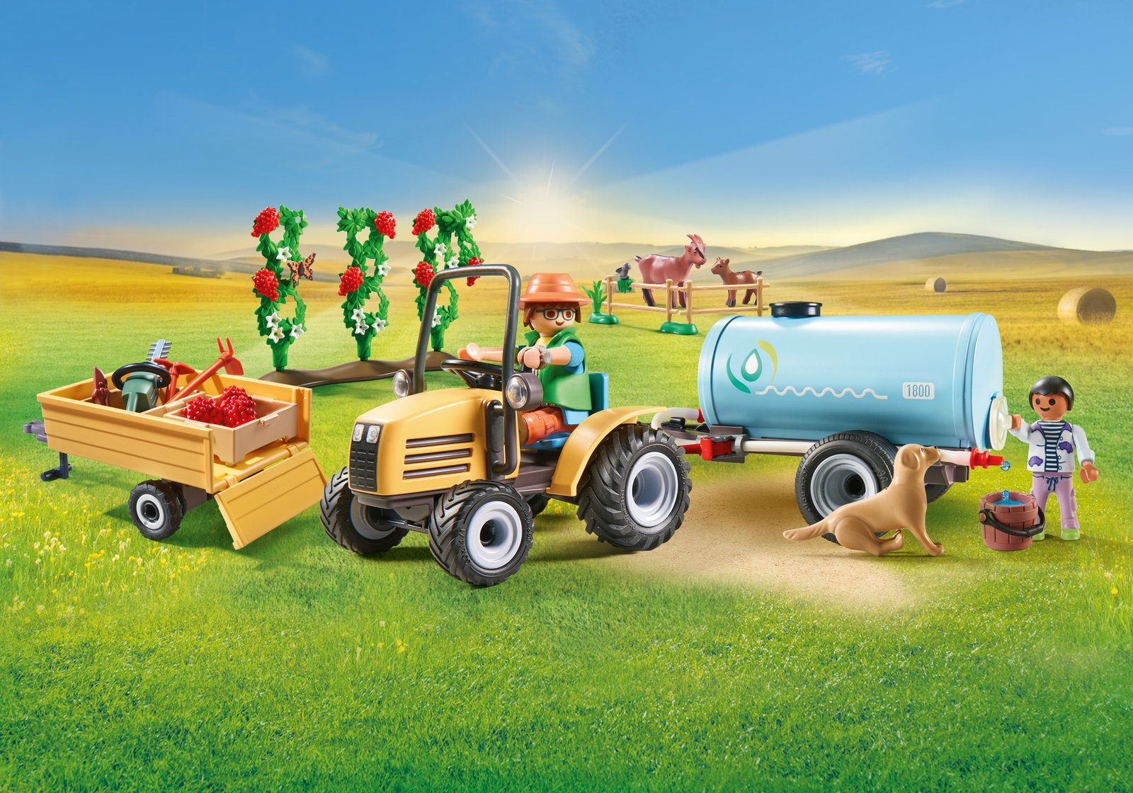 Playmobil 71442 Farm III Tractor with trailer and water tank ฟาร์ม3 รถแทรกเตอร์พร้อมรถพ่วงและถังน้ำ