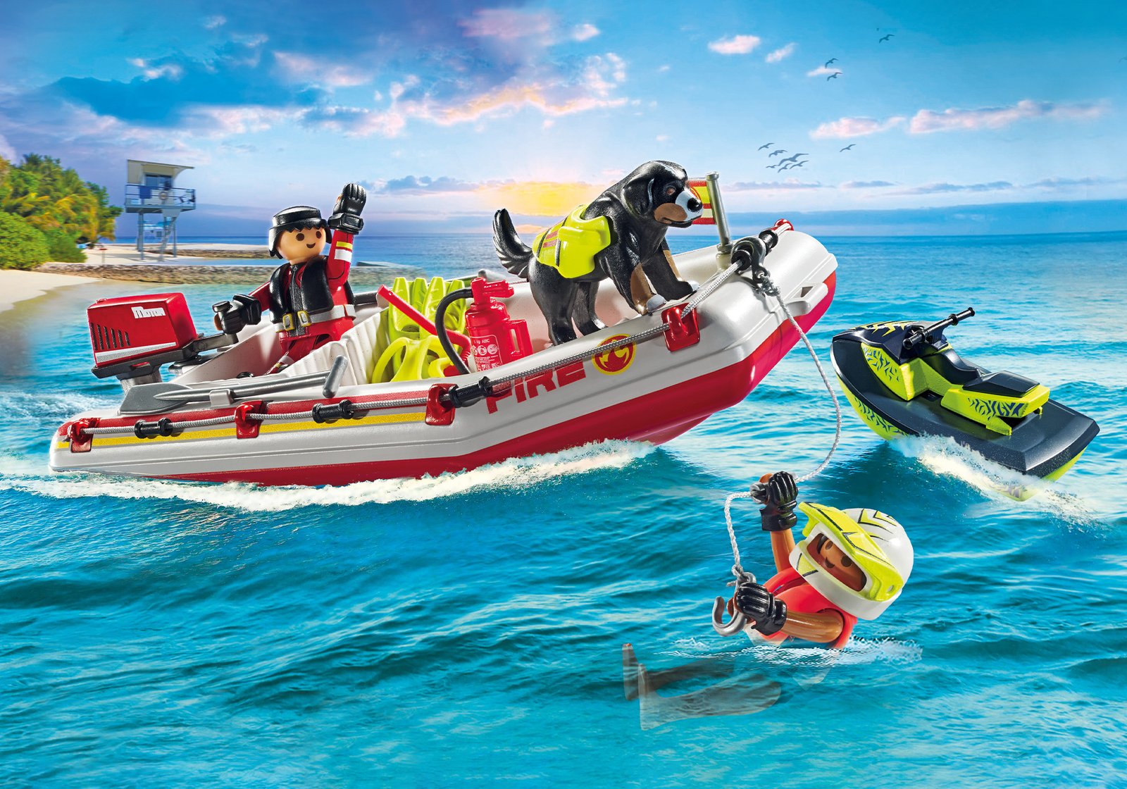 Playmobil 71464 Fire Brigade Fireboat with Water Scooter ดับเพลิง เรือดับเพลิงกับสกู๊ตเตอร์น้ำ