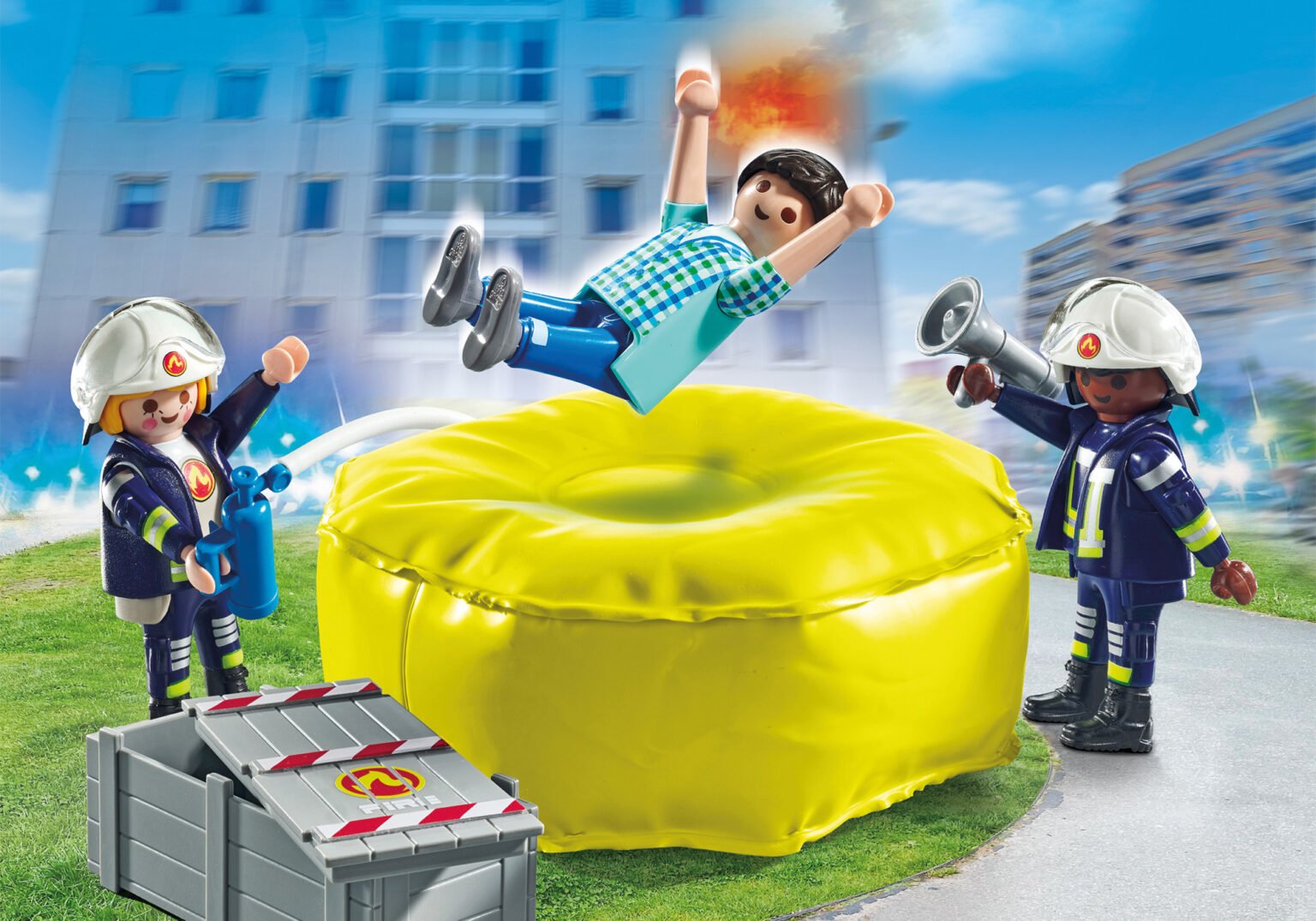 Playmobil 71465 Fire Brigade Firefighter with Air Pillow ดับเพลิง นักผจญเพลิงกับเบาะลมกู้ภัย