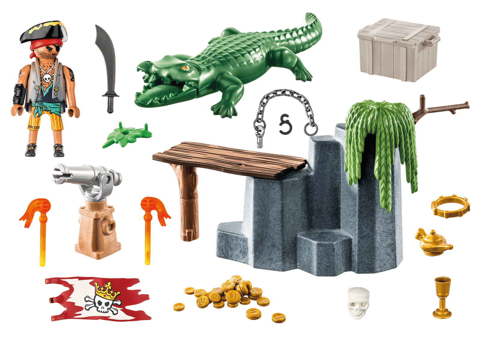 Playmobil 71473 Starter Pack Pirate with alligator สตาร์ทเตอร์ โจรสลัดกับจระเข้ - Image 3