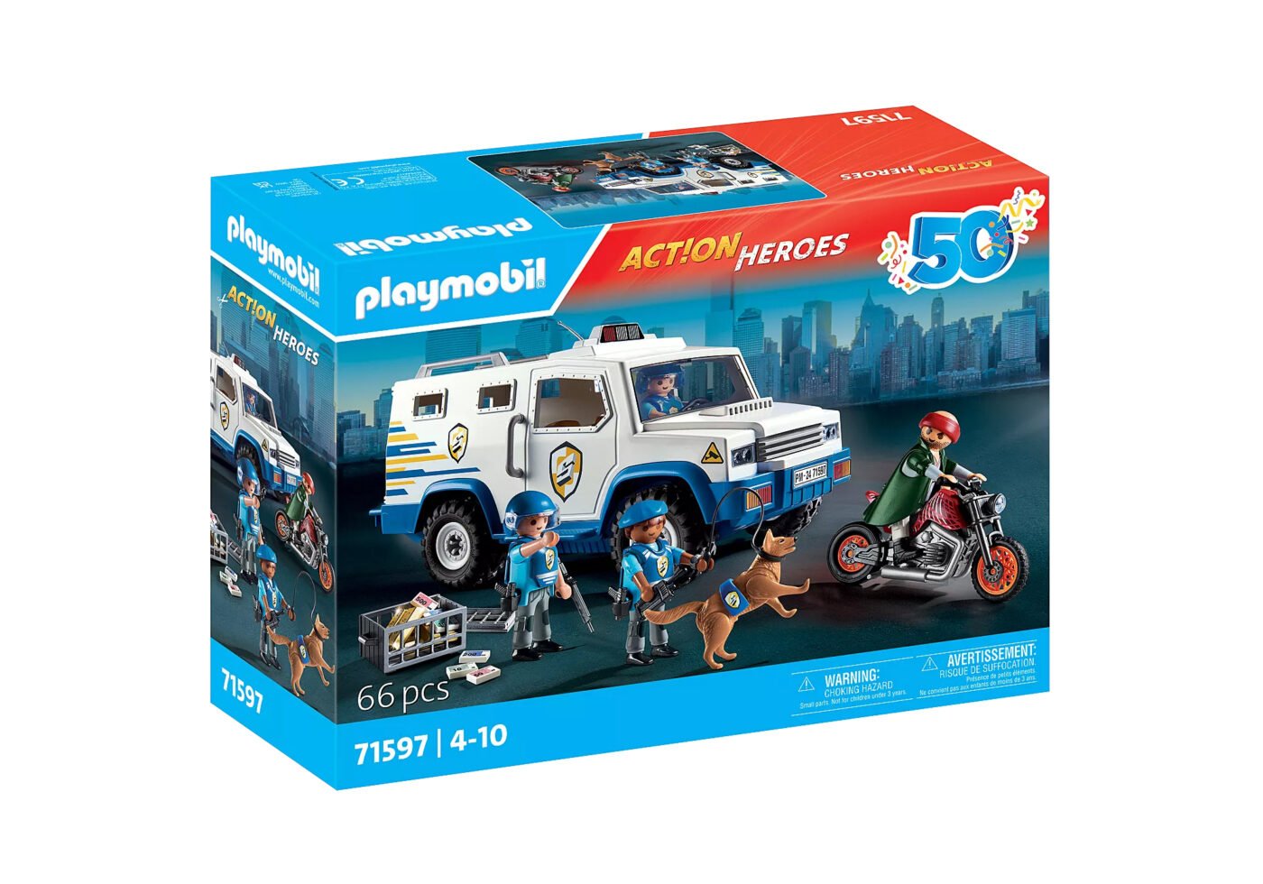 Alternative view of Playmobil 71597 50th Years Police Money Transporter 50 ปี การ์ดรถขนเงิน และโจร