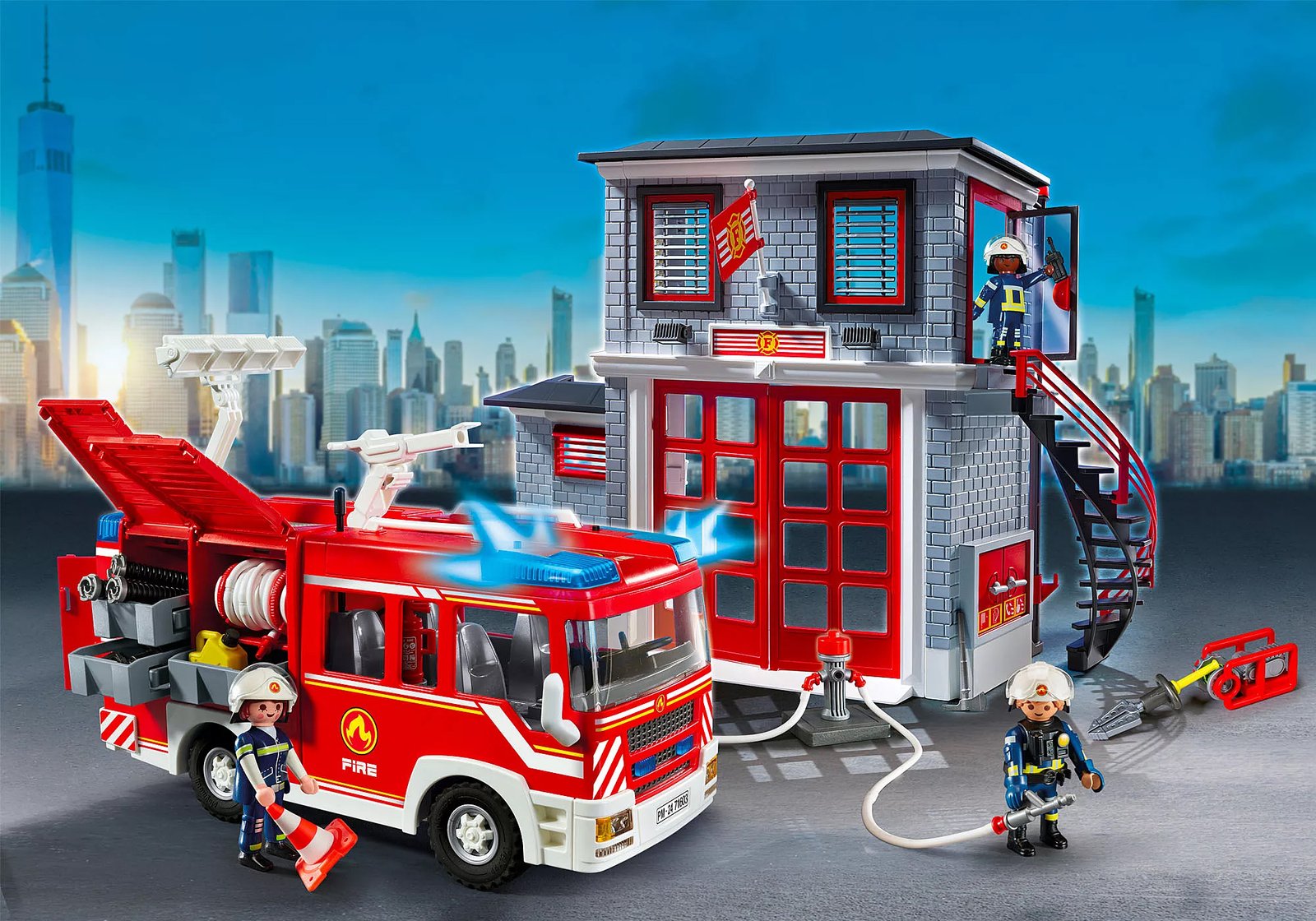 Playmobil 71603 50th Years Fire Rescue Mega Set ของเล่นบทบาทสมมติ 50 ปี เซ็ตสถานีและรถดับเพลิง