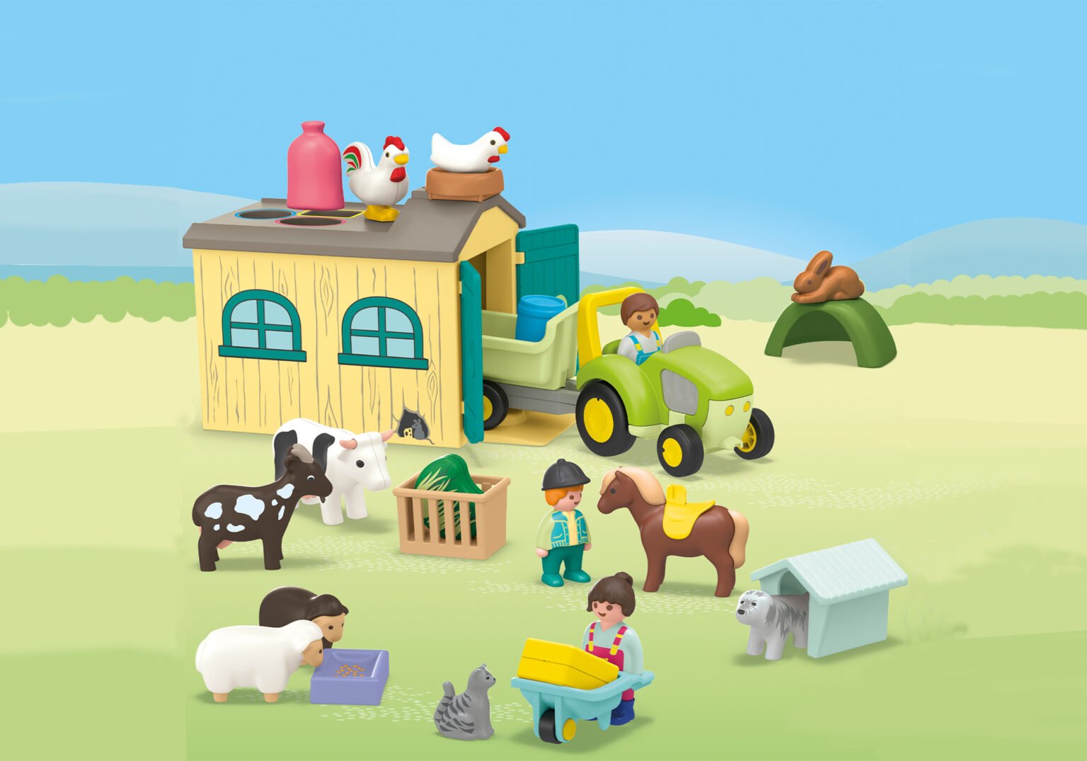 Playmobil 71656 JUNIOR: Farm Adventure with Tractor Trailer and Animal Friends จูเนียร์ ผจญภัยในฟาร์มกับรถแทรกเตอร์