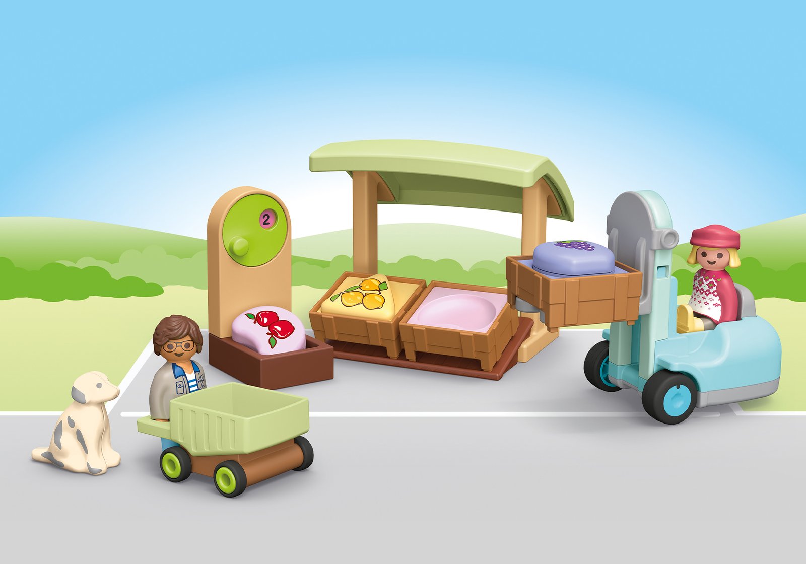 Playmobil 71691 JUNIOR: Organic Market Stall & Forklift จูเนียร์ แผงผลไม้ออร์แกนิกและรถโฟล์คลิฟท์