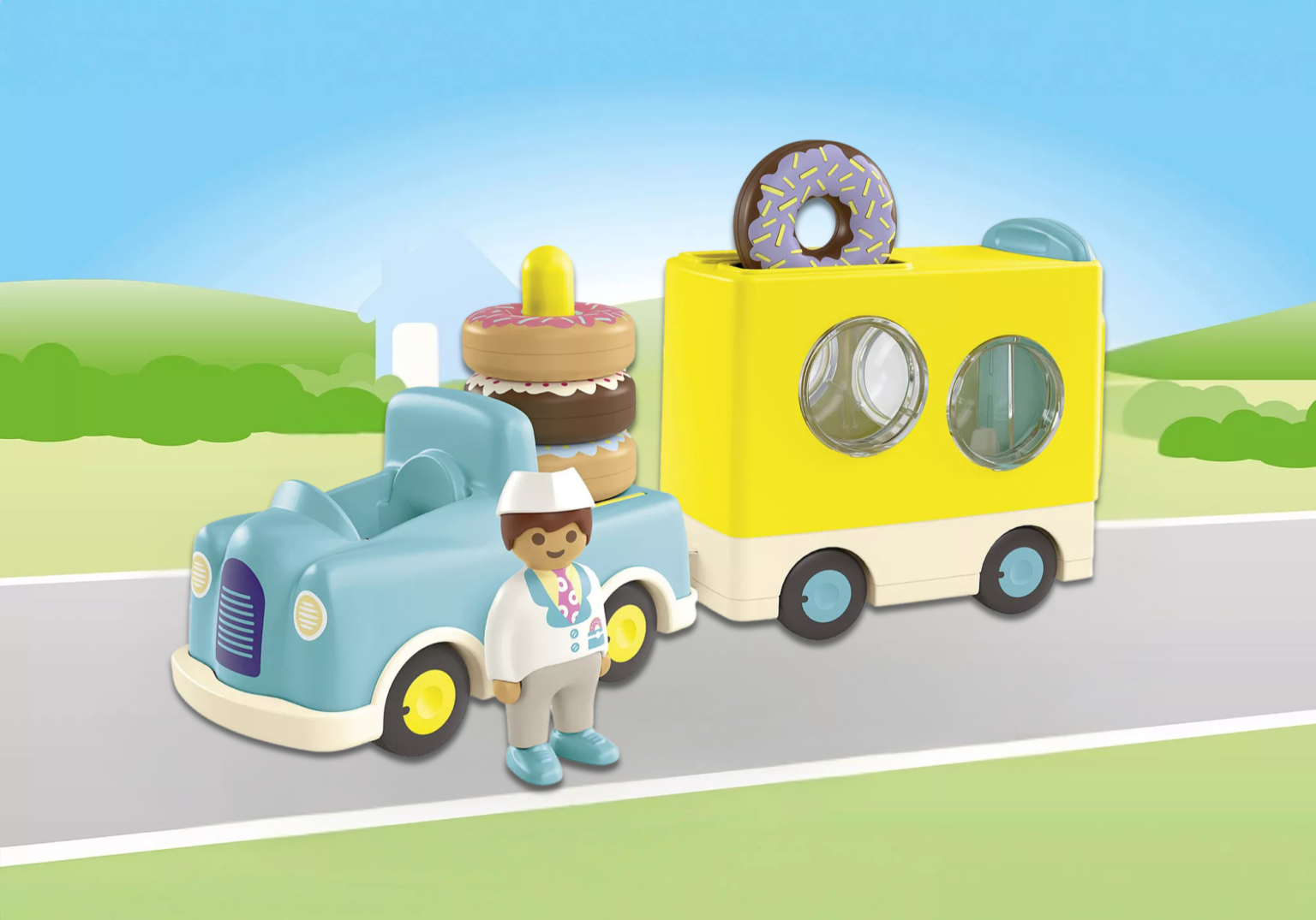 Playmobil 71702 JUNIOR Crazy Donut Truck with Stacking and Sorting Feature จูเนียร์ รถบรรทุกโดนัท