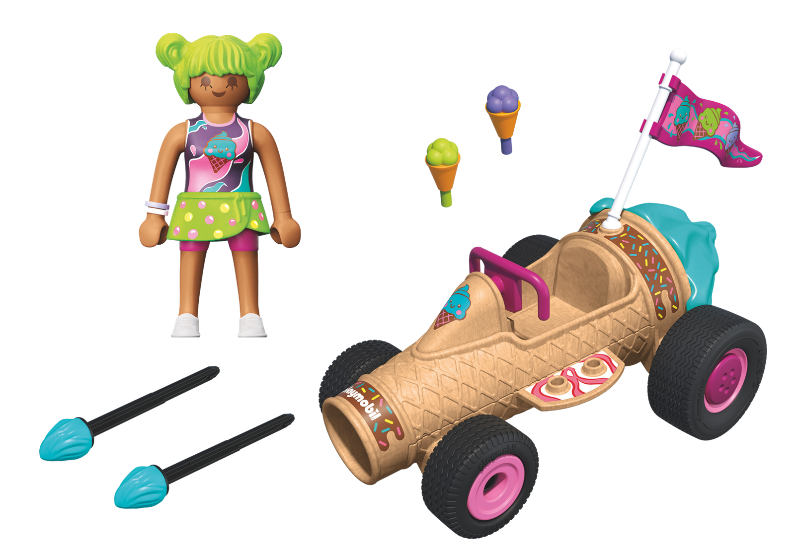 Playmobil 71718 Funstar Racing Ice Cream Cone ฟันสตาร์ เรซซิ่ง รถแข่งไอศกรีมโคน - Image 3