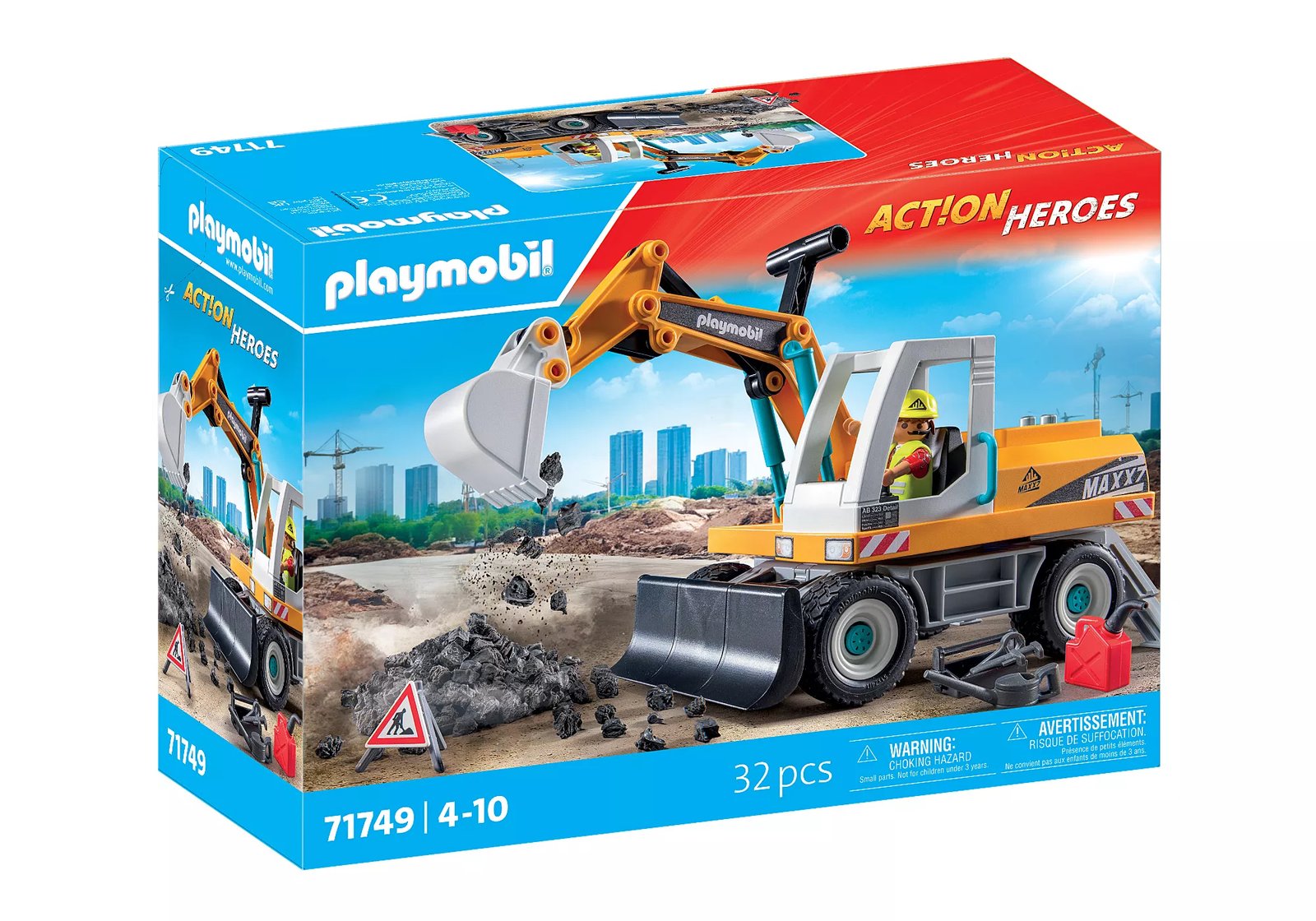 Playmobil 71749 Action Heroes Large Excavator ของเล่นบทบาทสมมติ แอคชั่นฮีโร่ รถแมคโคร - Image 2