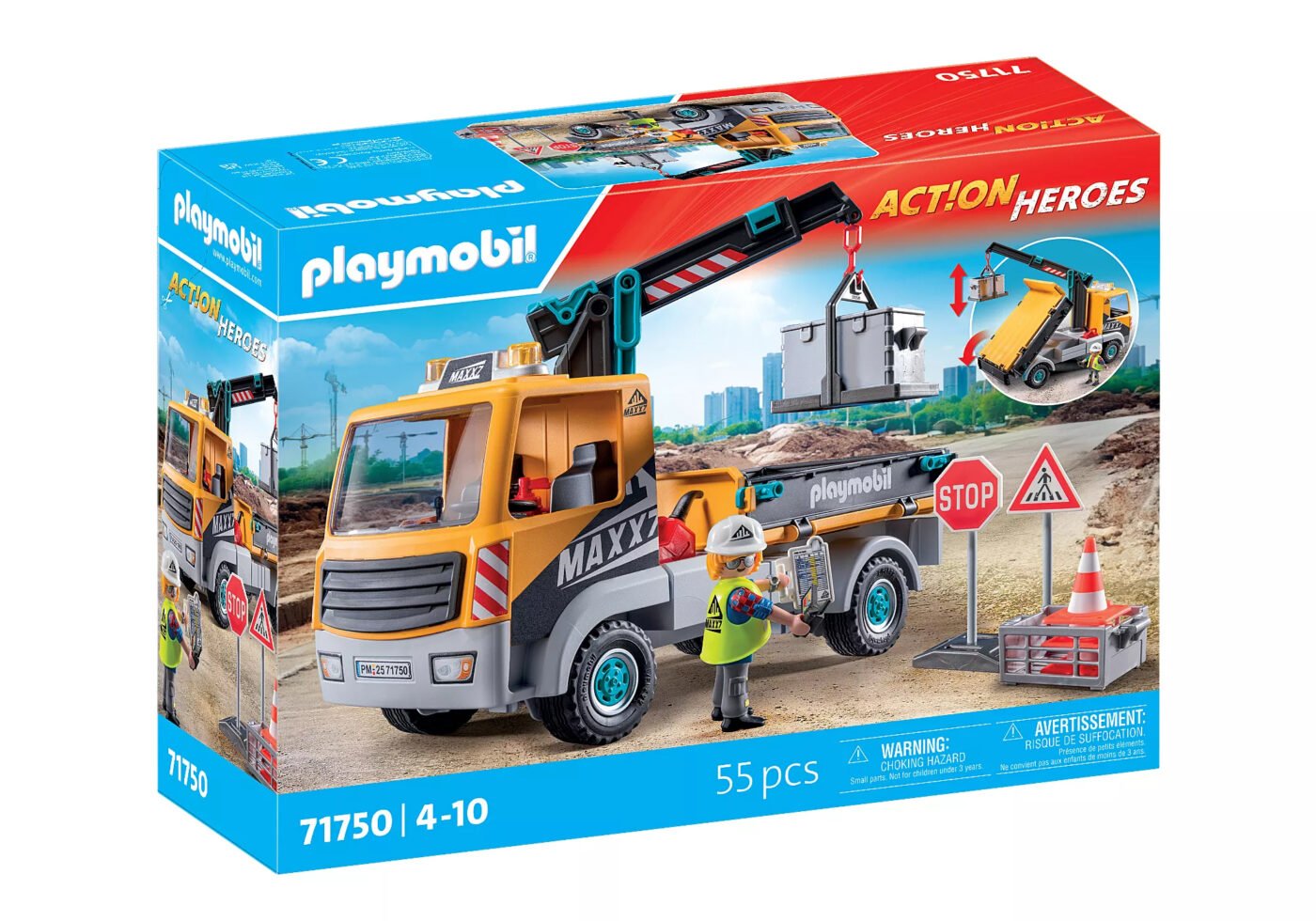 Alternative view of Playmobil 71750 Action Heroes Construction Truck with Crane แอคชั่นฮีโร่ รถบรรทุกก่อสร้างพร้อมเครน