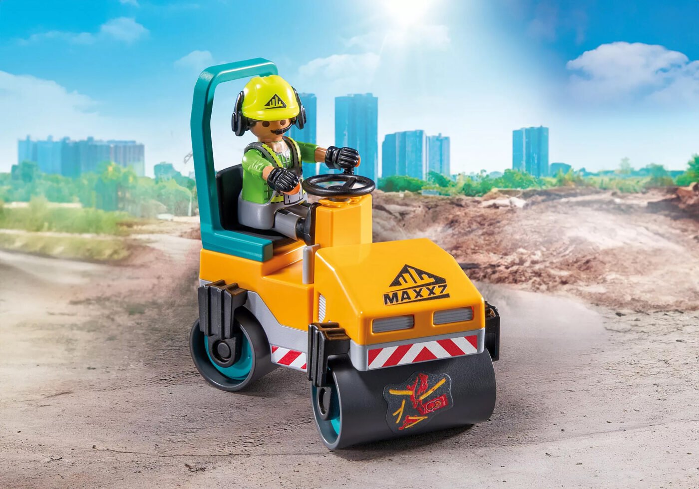 Playmobil 71751 Action Heroes Road Construction ของเล่นบทบาทสมมติ แอคชั่นฮีโร่ รถบดก่อสร้างถนน - Image 6