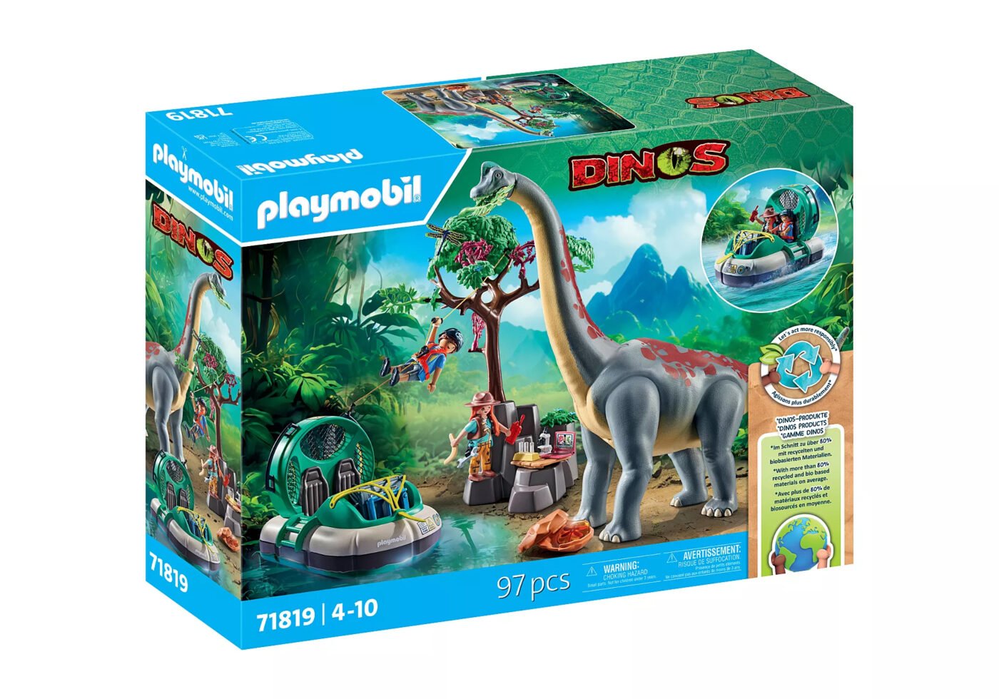 Alternative view of Playmobil 71819 Dinos Brachiosaurus with Hovercraft ไดโนเสาร์ แบรคิโอซอรัสกับเรือโฮเวอร์คราฟต์