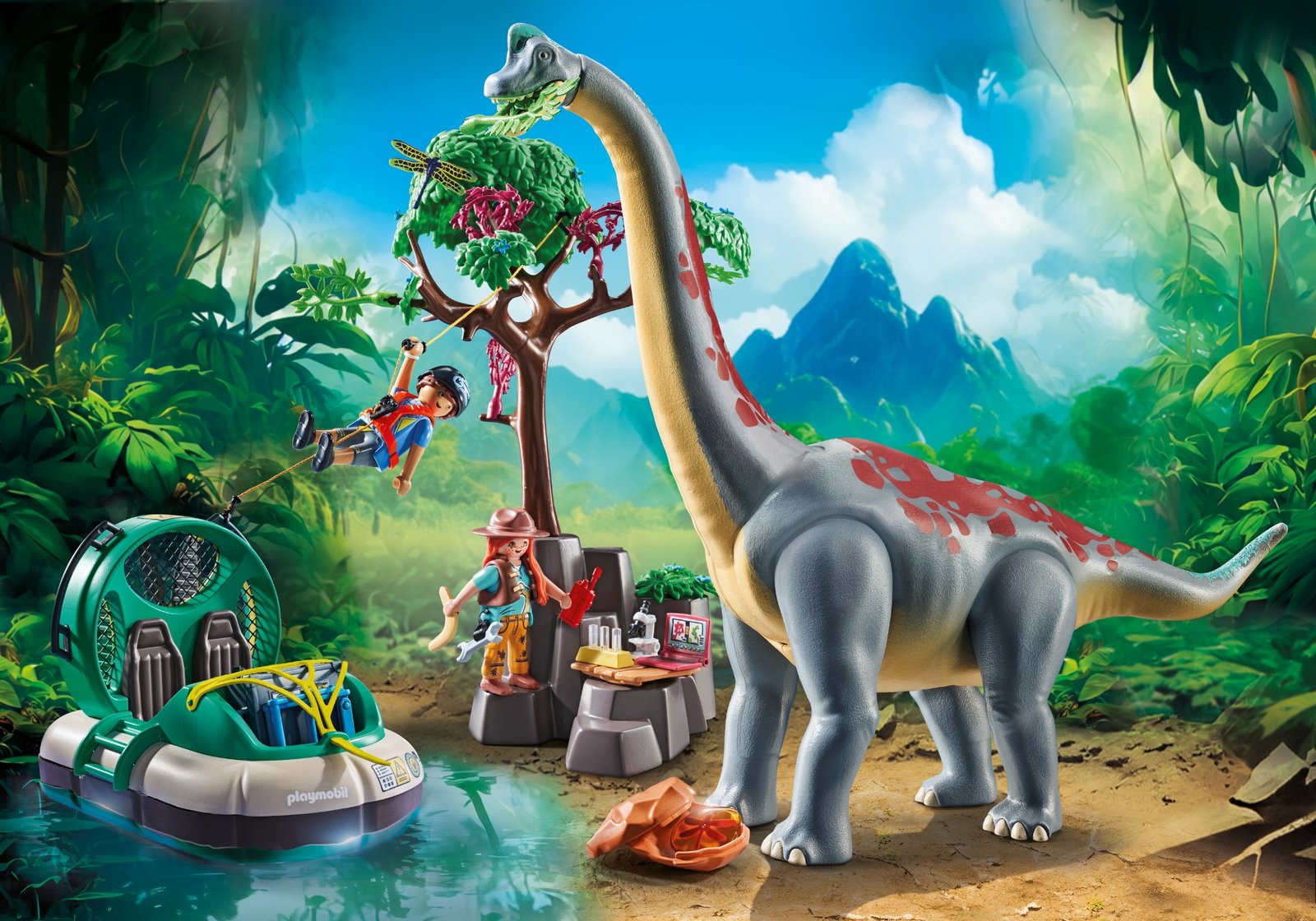 Playmobil 71819 Dinos Brachiosaurus with Hovercraft ไดโนเสาร์ แบรคิโอซอรัสกับเรือโฮเวอร์คราฟต์