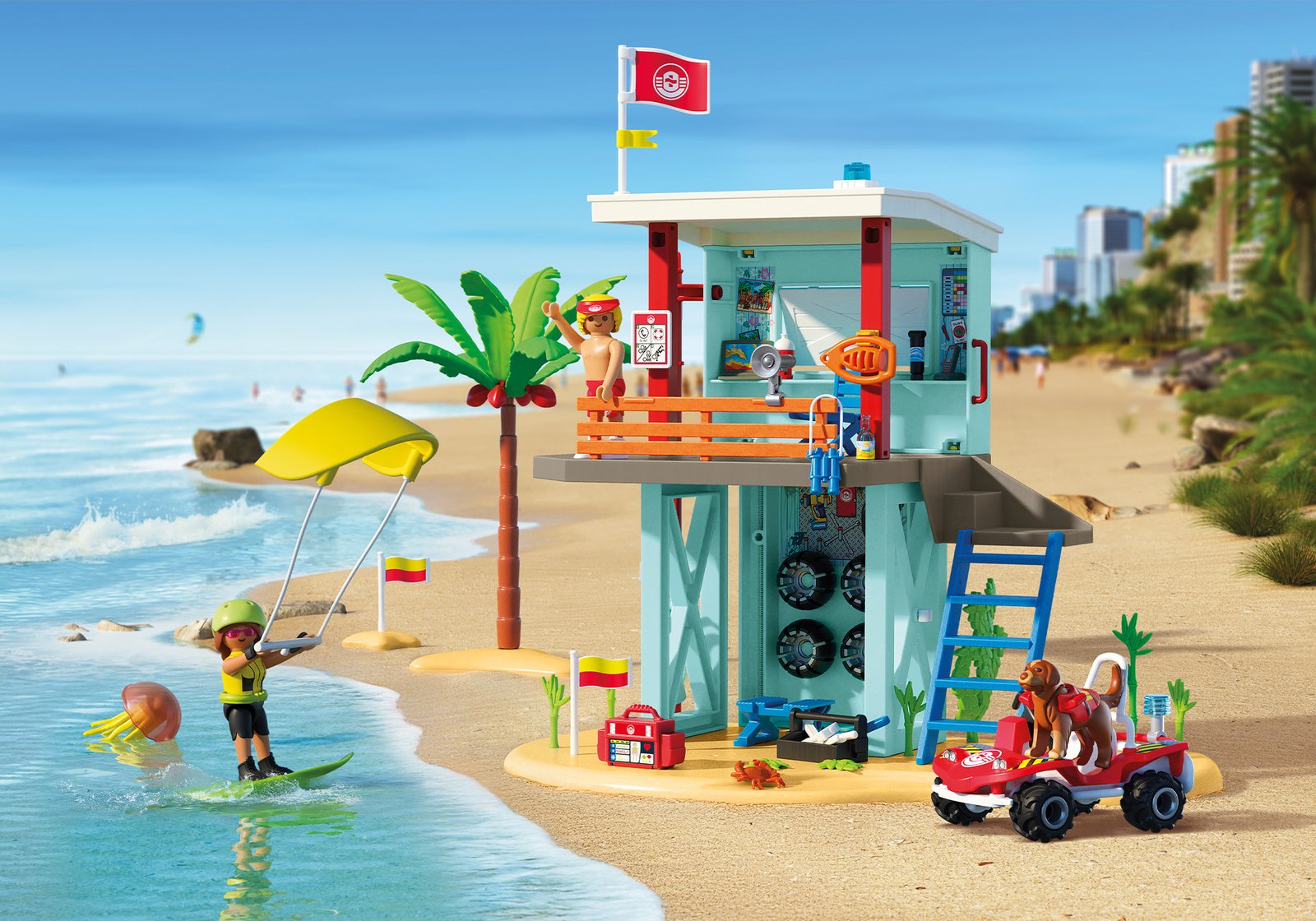 Playmobil 71903 Vacation on the Beach Lifeguard Tower with Beach Buggy วันหยุดที่ชายหาด หอคอยไลฟ์การ์ดกับรถบักกี้ชายหาด