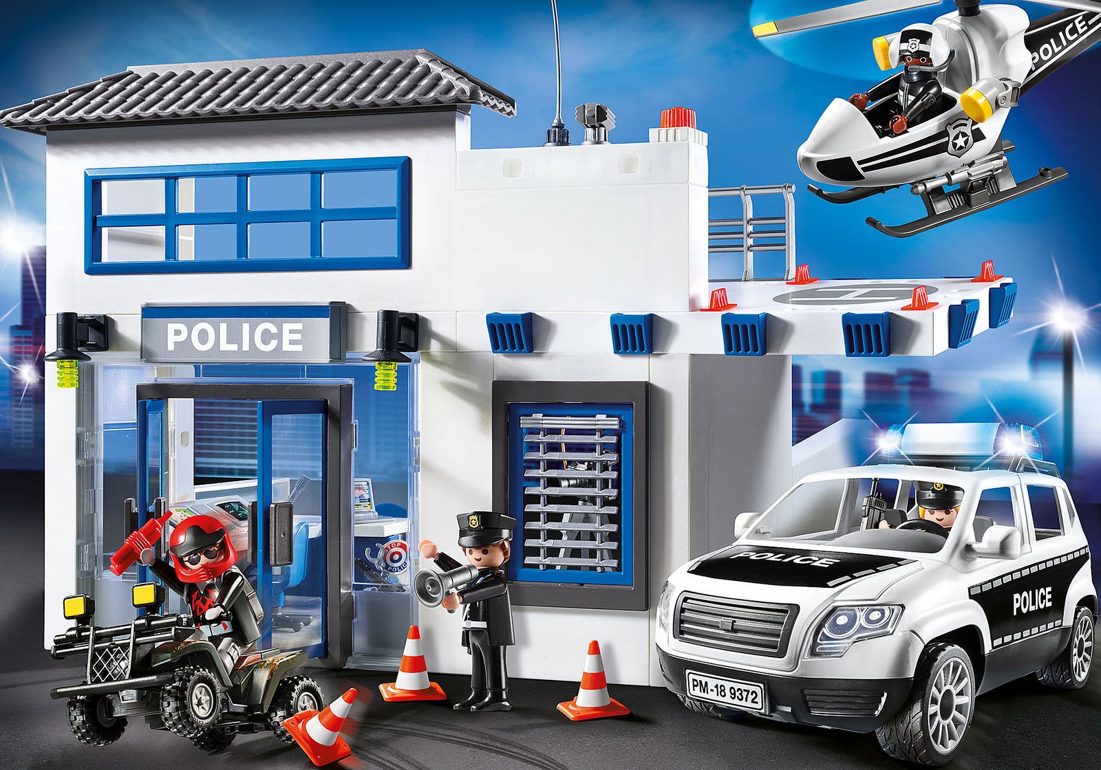 Playmobil 9372 Police Station Bundle ซิตี้แอคชั่น สถานีตำรวจ รถ และคอปเตอร์