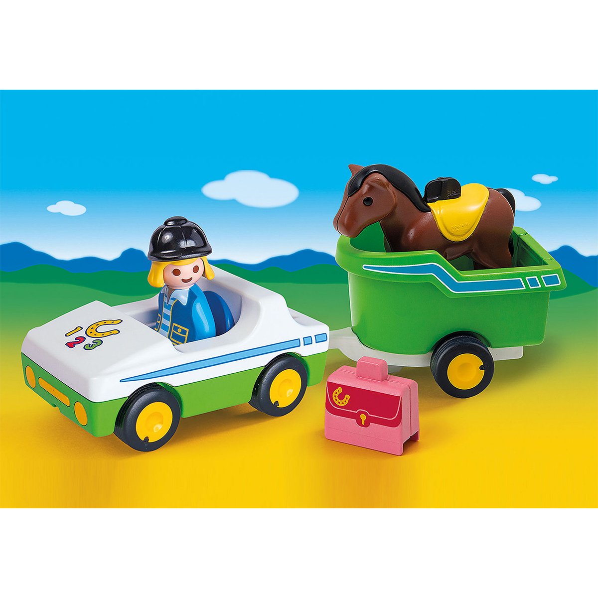Playmobil 70181 1.2.3 Car with Horse Trailer 123 รถพร้อมรถพ่วง และม้า