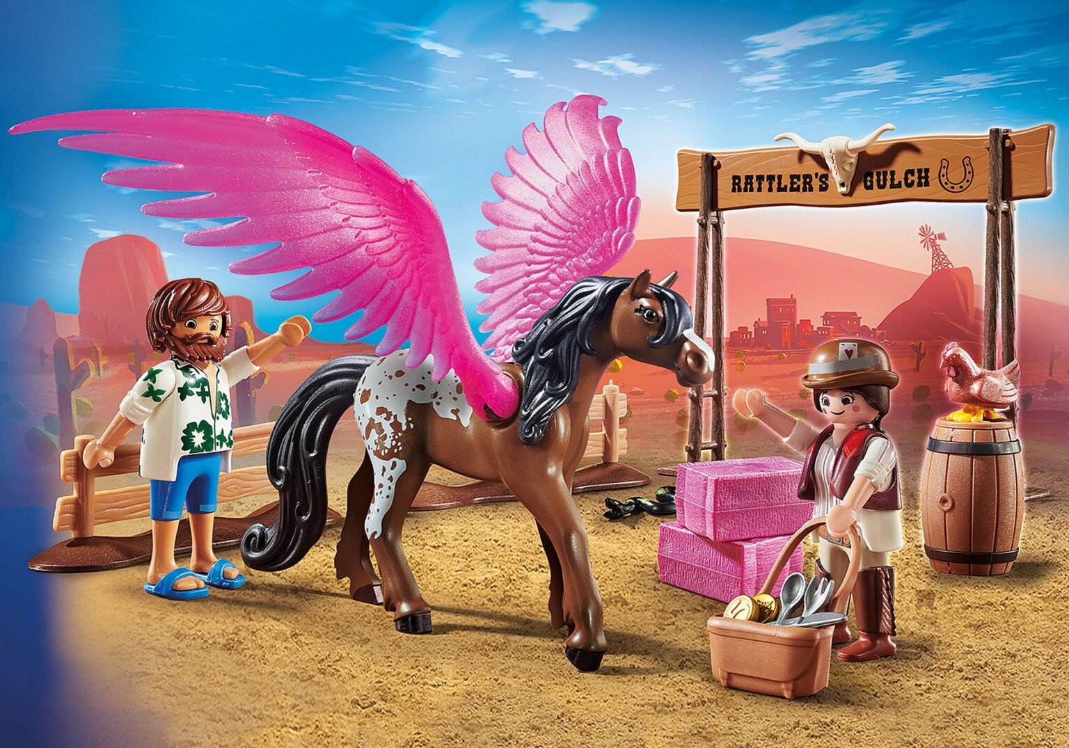 Playmobil 70074 PLAYMOBIL:THE MOVIE Marla and Del with Flying Horse เดอะมูฟวี่ มาร์ลา และม้าเพกาซัส