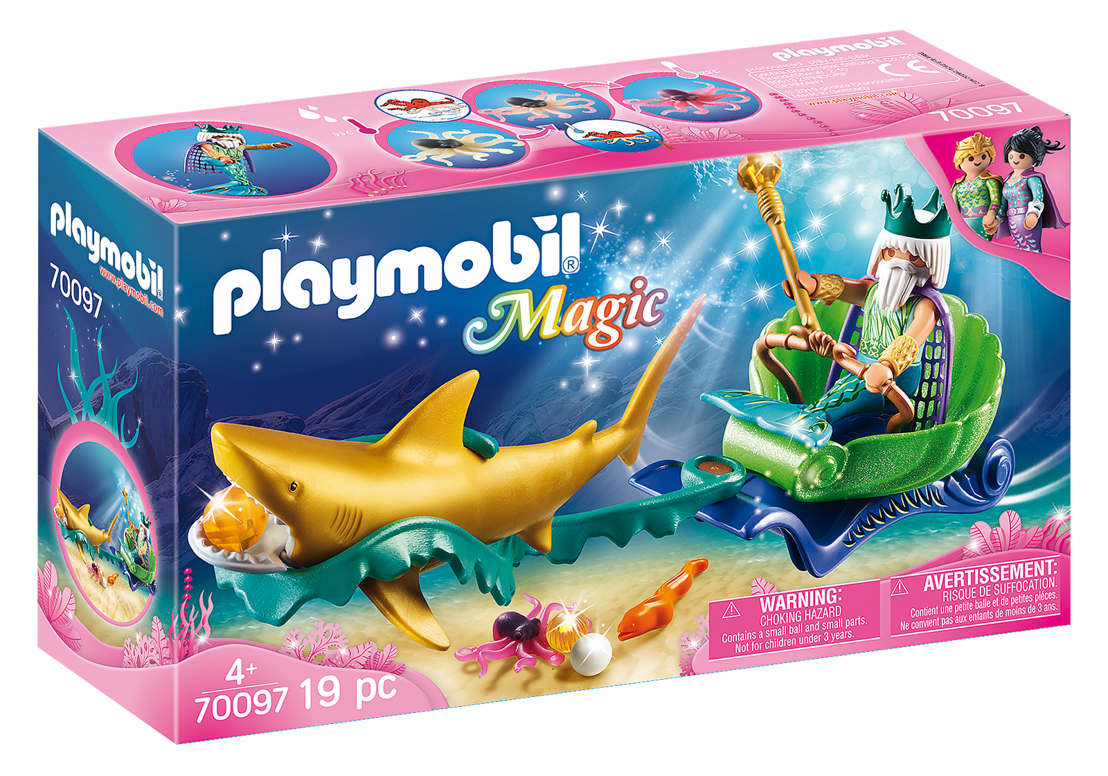 Playmobil 70097 Mermaid King of the Sea with Shark Carriage เมอร์เมด เรือลากจ้าวสมุทร และฉลามทอง - Image 2