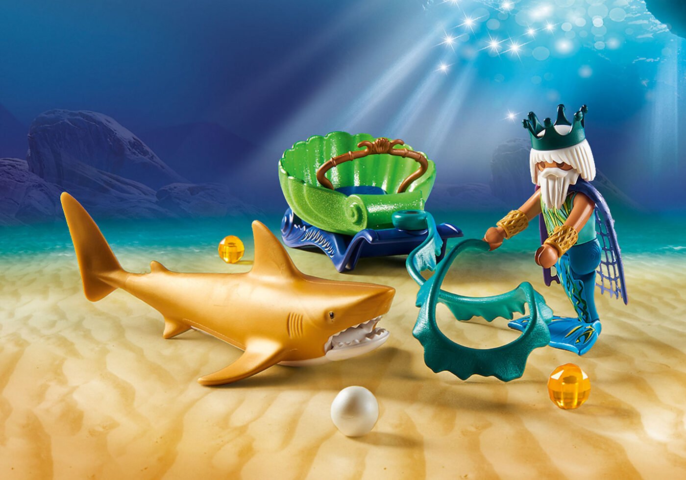 Playmobil 70097 Mermaid King of the Sea with Shark Carriage เมอร์เมด เรือลากจ้าวสมุทร และฉลามทอง - Image 4