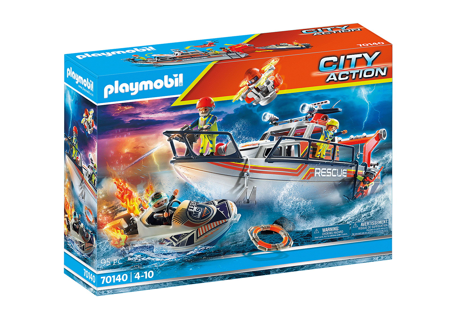 Playmobil 70140 Sea Rescue Fire Rescue with Personal Watercraft กู้ภัยทางทะเล เรือดับเพลิง - Image 2
