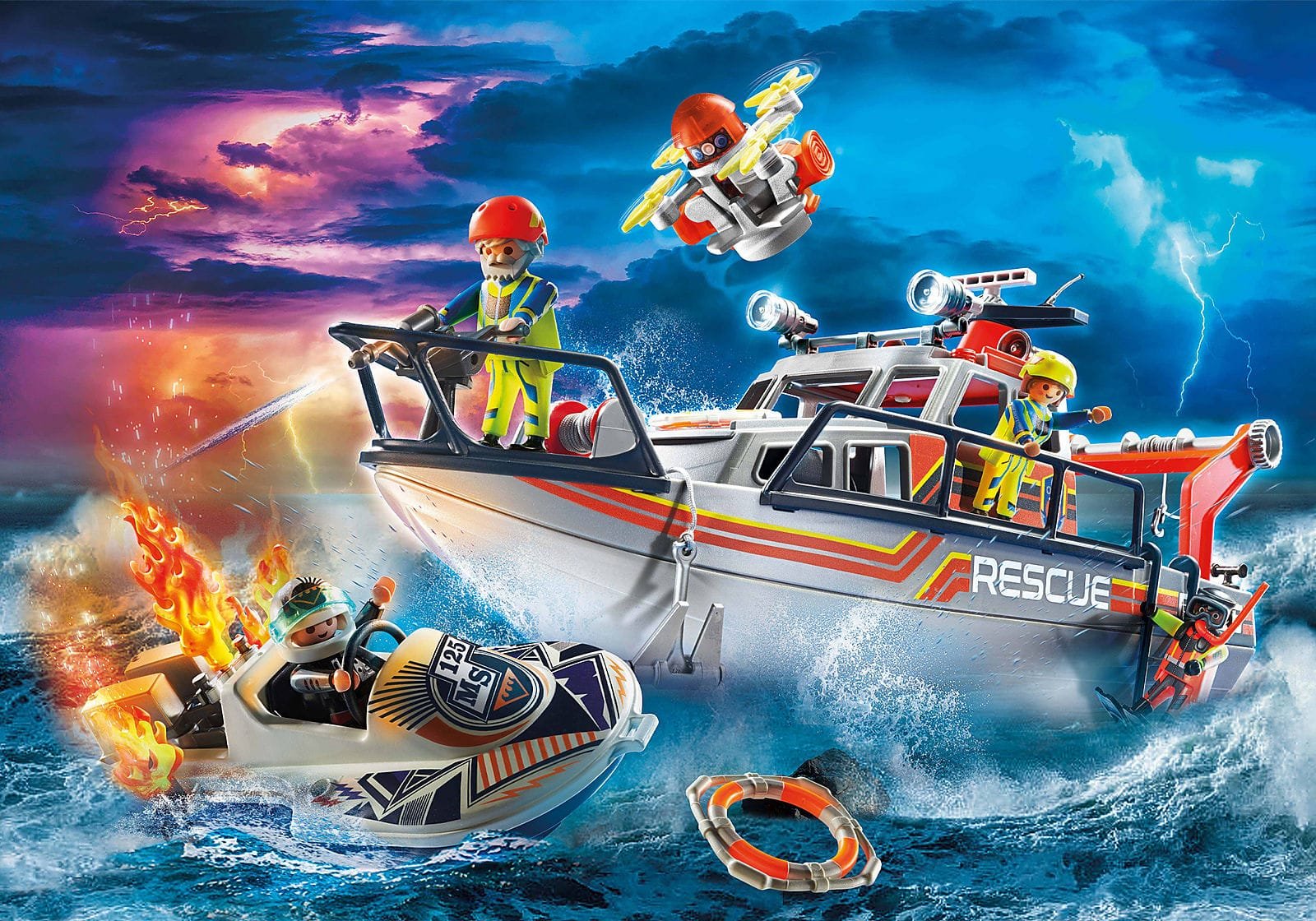 Playmobil 70140 Sea Rescue Fire Rescue with Personal Watercraft กู้ภัยทางทะเล เรือดับเพลิง