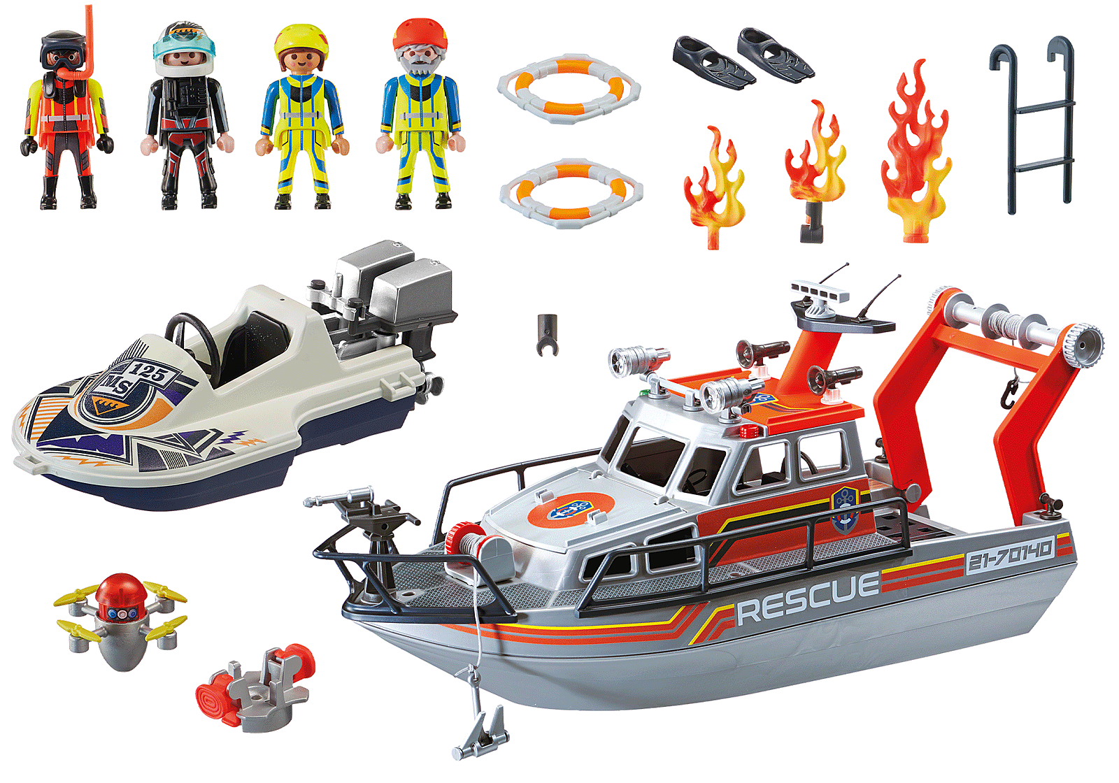 Playmobil 70140 Sea Rescue Fire Rescue with Personal Watercraft กู้ภัยทางทะเล เรือดับเพลิง - Image 3