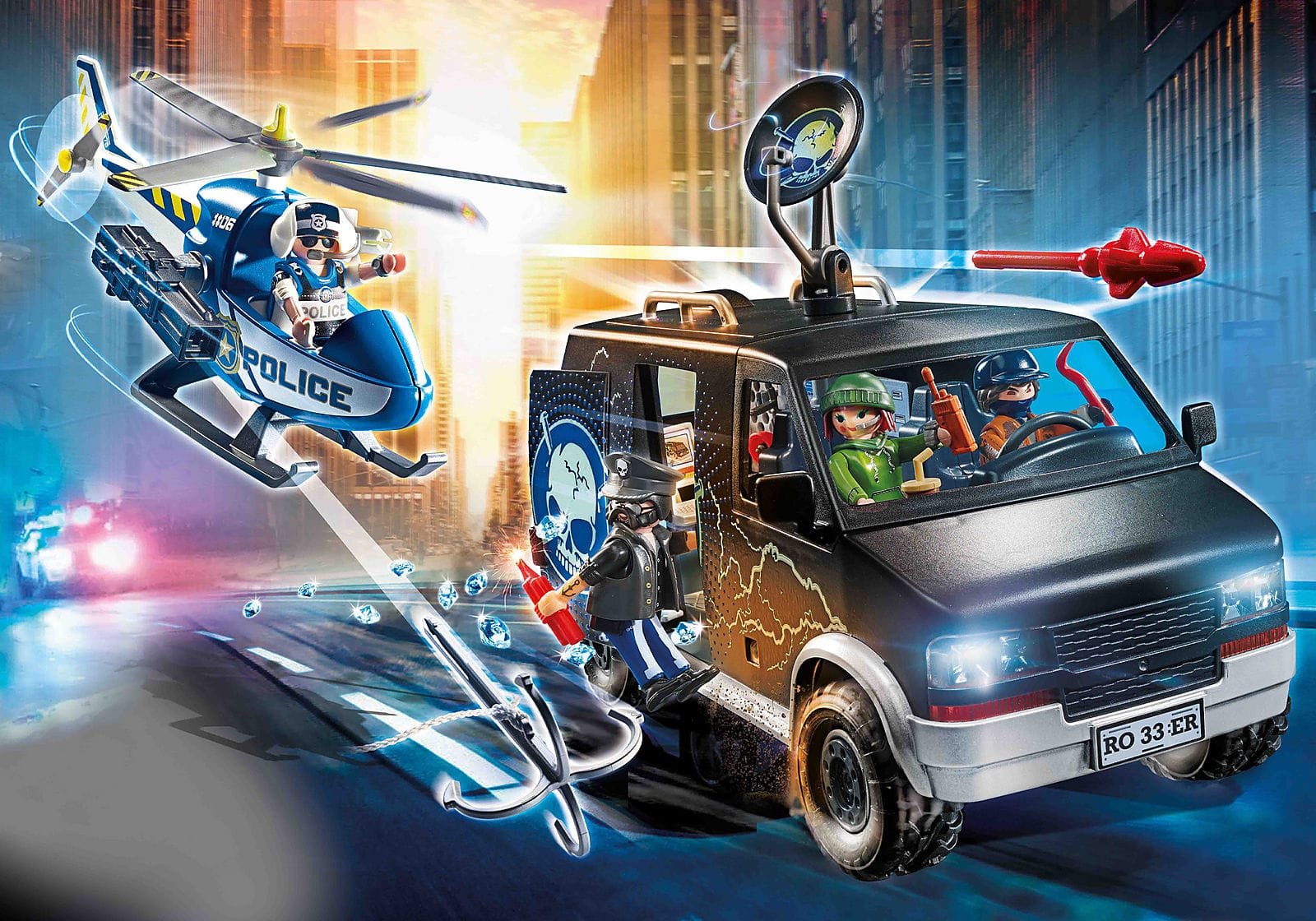 Playmobil 70575 Police Helicopter Pursuit with Runaway Van ตำรวจ เฮลิคอปเตอร์ไล่ล่ากับรถตู้หลบหนี