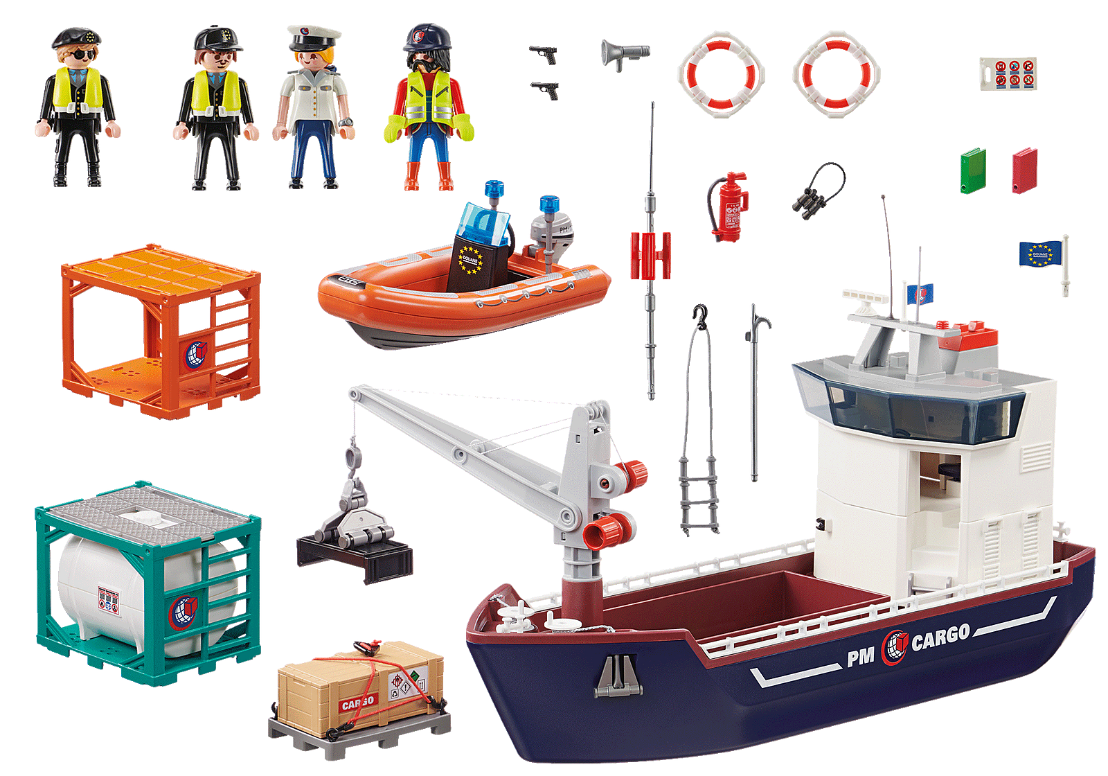 Playmobil 70769 Cargo Ship with Boat คาร์โก้ เรือบรรทุกสินค้าพร้อมเรือศุลกากร - Image 3