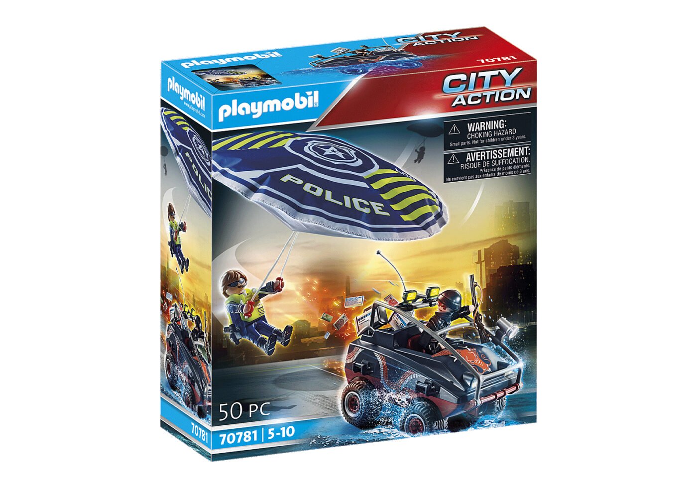 Alternative view of Playmobil 70781 Police Parachute with Amphibious Vehicle ตำรวจ ร่มชูชีพตำรวจพร้อมรถสะเทินน้ำสะเทินบก