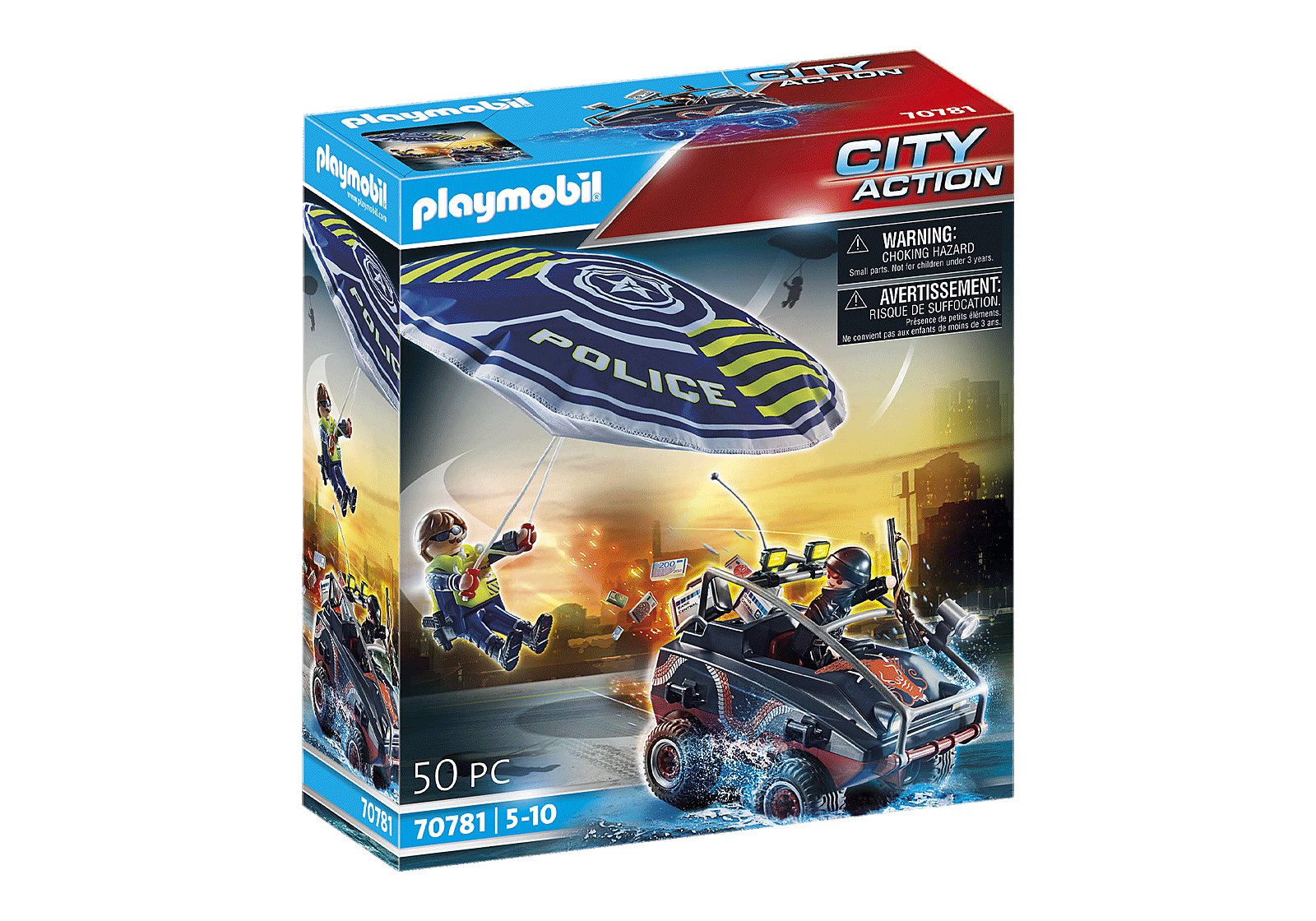 Playmobil 70781 Police Parachute with Amphibious Vehicle ตำรวจ ร่มชูชีพตำรวจพร้อมรถสะเทินน้ำสะเทินบก - Image 2