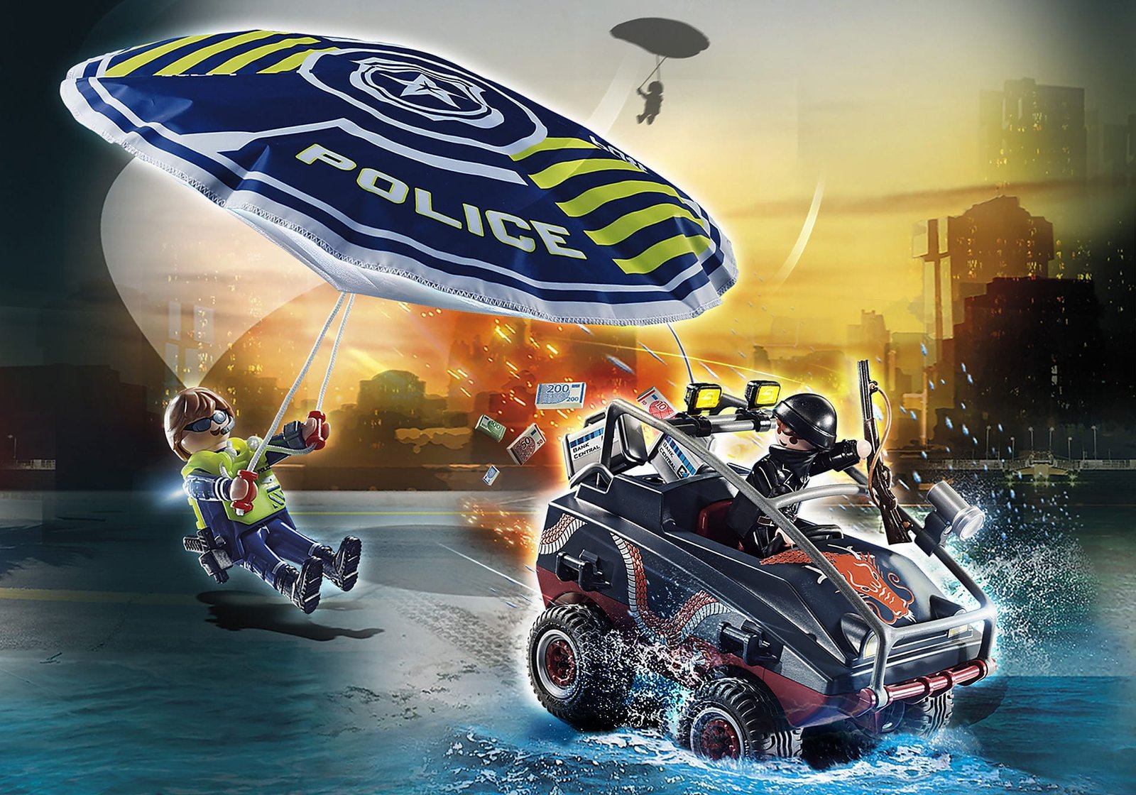 Playmobil 70781 Police Parachute with Amphibious Vehicle ตำรวจ ร่มชูชีพตำรวจพร้อมรถสะเทินน้ำสะเทินบก