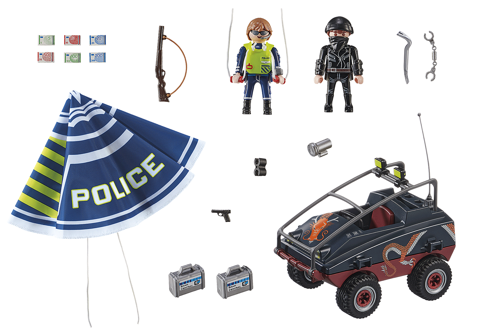 Playmobil 70781 Police Parachute with Amphibious Vehicle ตำรวจ ร่มชูชีพตำรวจพร้อมรถสะเทินน้ำสะเทินบก - Image 3