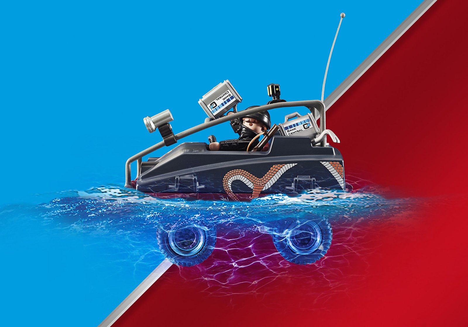 Playmobil 70781 Police Parachute with Amphibious Vehicle ตำรวจ ร่มชูชีพตำรวจพร้อมรถสะเทินน้ำสะเทินบก - Image 4