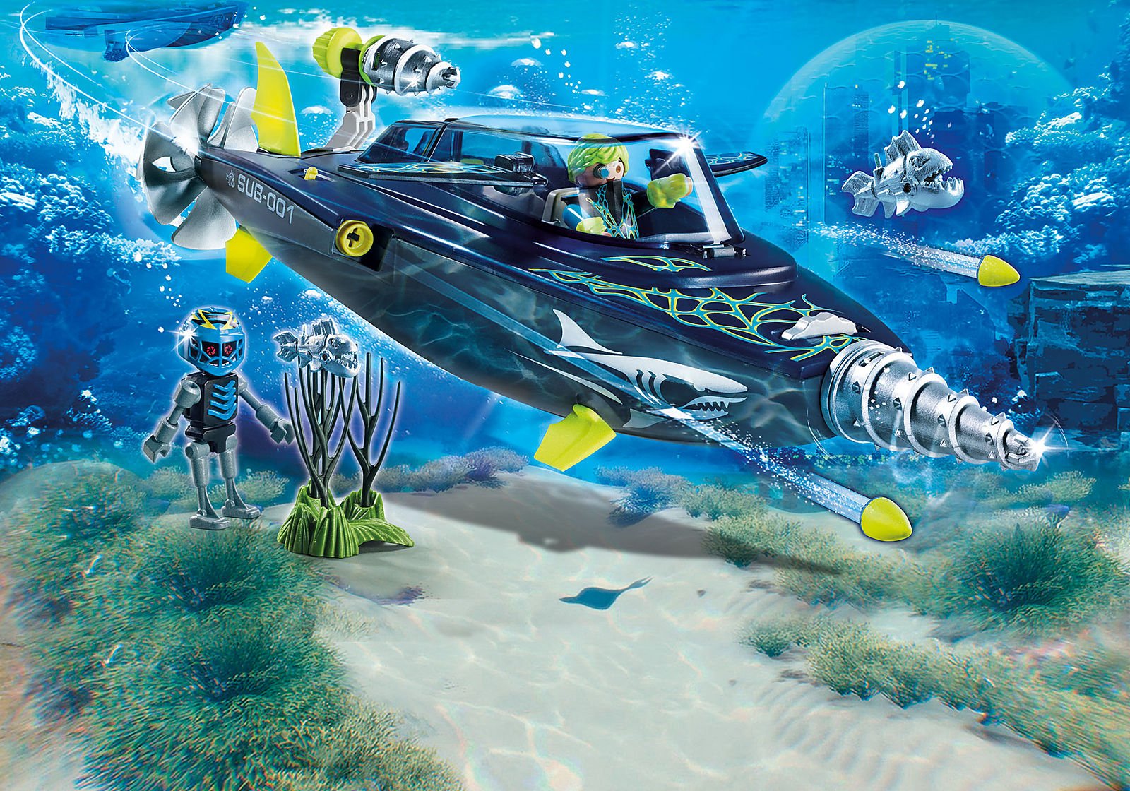 Playmobil 70005 Agents TEAM S.H.A.R.K. Drill Destroyer เอเจนท์ เรือดำน้ำหัวสว่าน