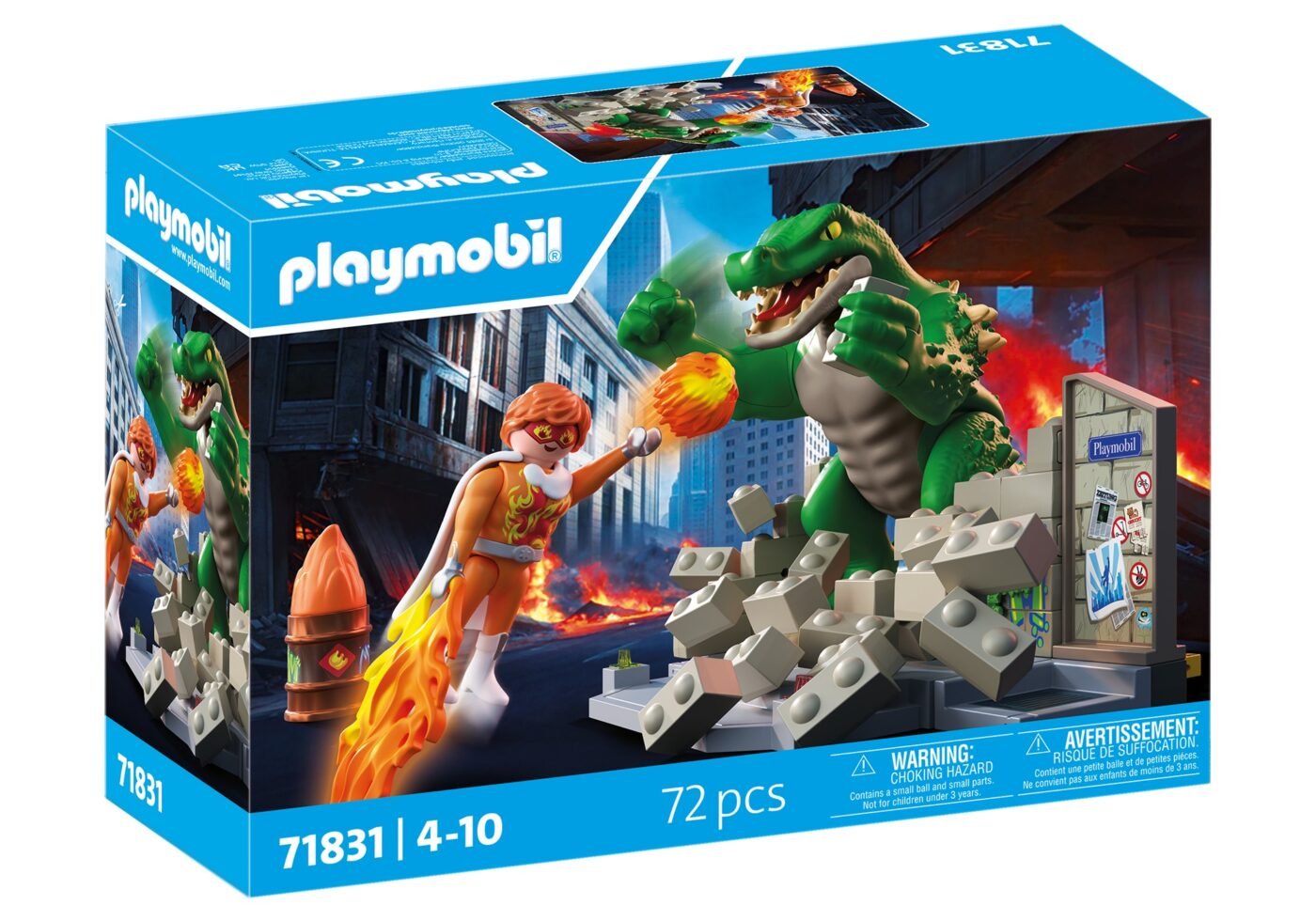 Alternative view of Playmobil 71831 Hero Battle Against Giant Lizard ฮีโร่ ศึกดวล เมกะแรปเตอร์ ปะทะ ไฟร์สตอร์มเมอร์