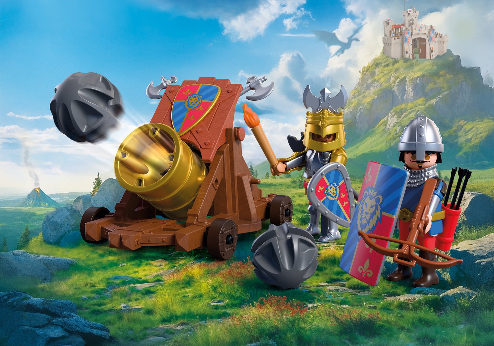 Playmobil 72115 Lion Knights with Battle Cannon ของเล่นบทบาทสมมติ อัศวิน อัศวินสิงโตพร้อมปืนใหญ่